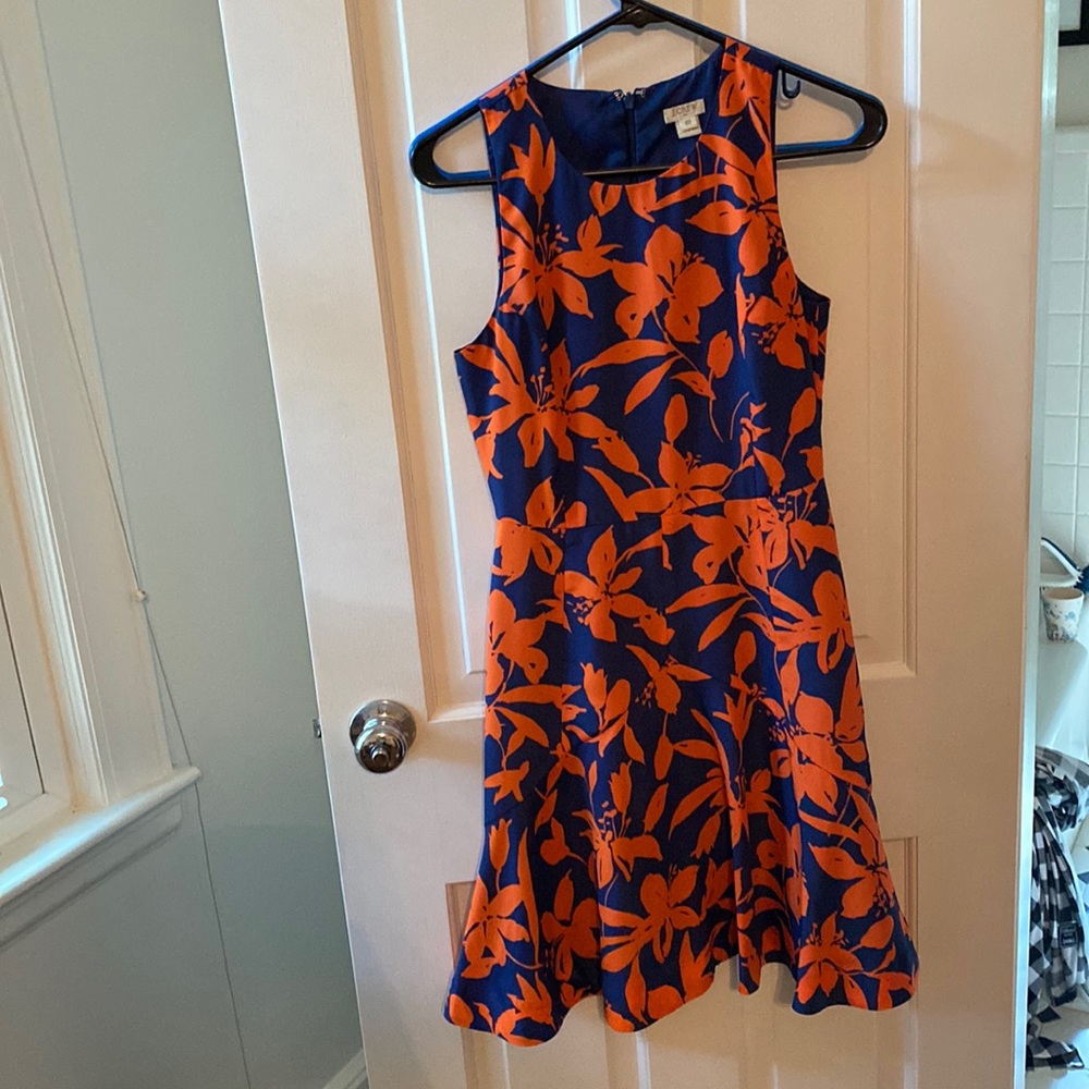 J Crew orange and blue dress